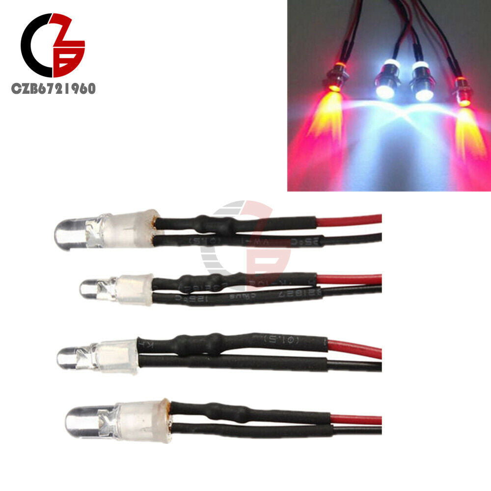 Red 4 LED Light  Headlamps New And 3mm 5mm White NEW Style Hot Car LED Night