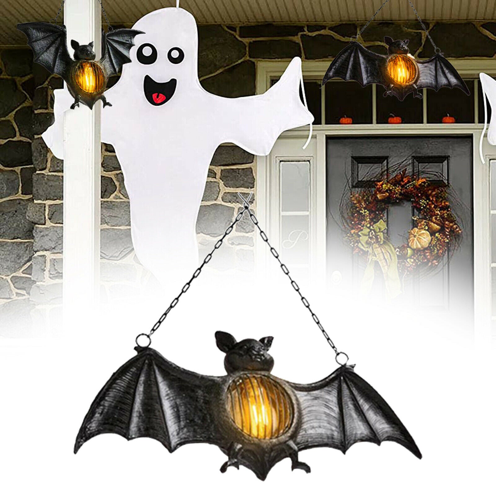 Bat LED Lamp Hanging Bat Lantern Party Hanging Decor Props Supplies, Halloween