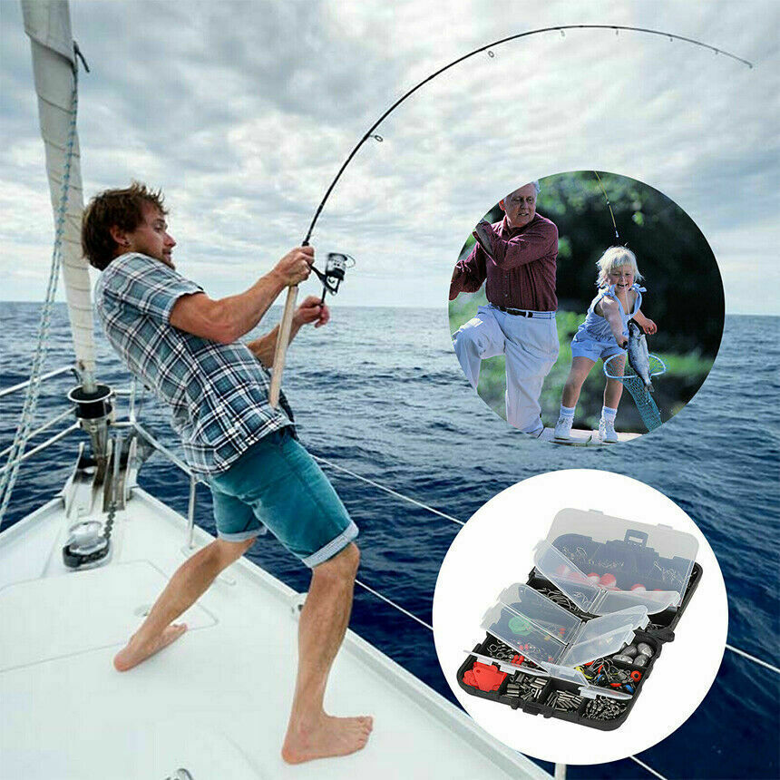 263PCS Fish Tackle Box Fishing Accessories Case Fish Hook Lure Parts Set Kit
