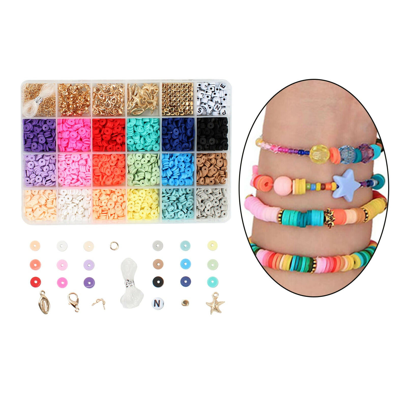 1Box 6mm Round Polymer Clay Beads DIY Bracelets Jewelry Making Finding