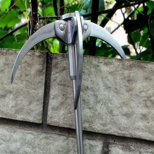 Outdoor Carabiner Grappling Hook Climbing Folding Load 400Kg Steel Stock