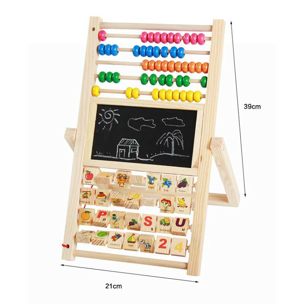 Baby Wood Drawing Board Art Easel Montessori Abacus Counting Cognition