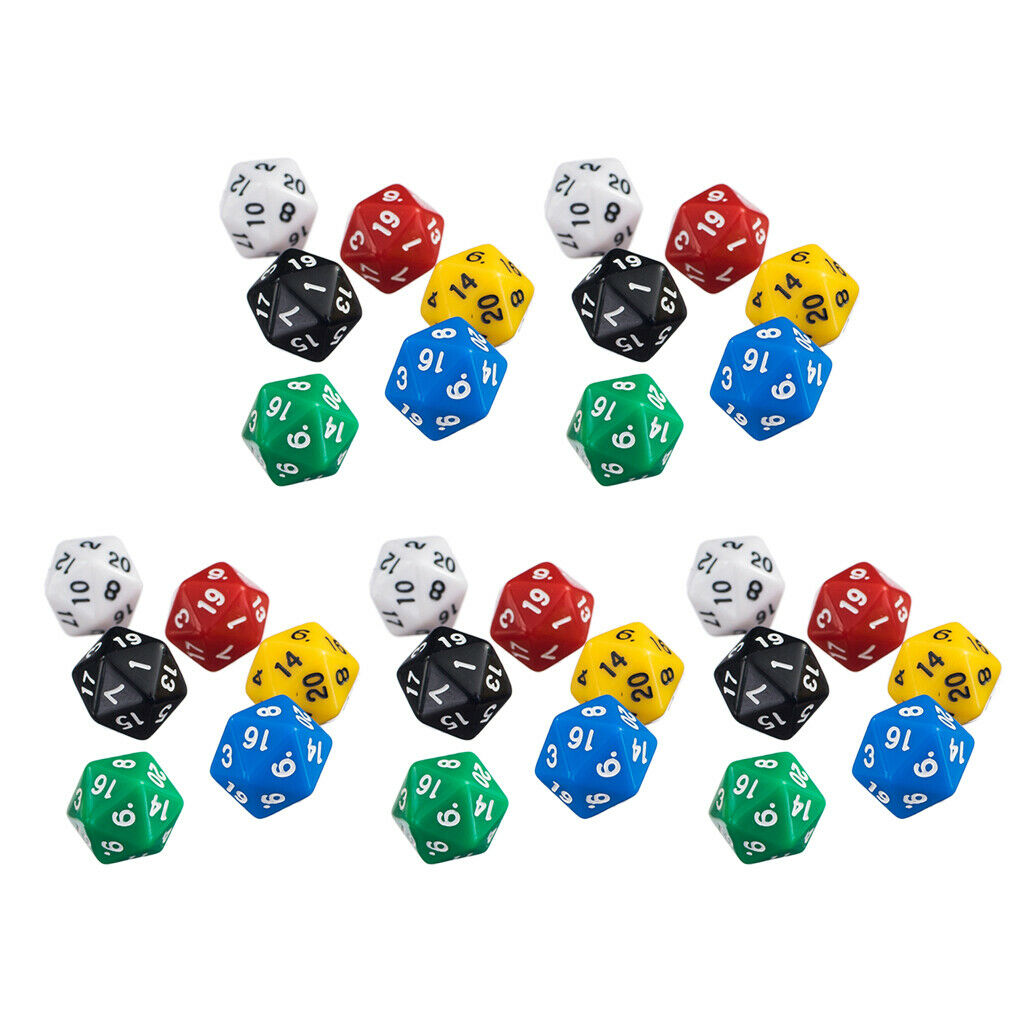 30 Pieces Acrylic 20-sided Dices Set for D&D MTG Party Casino Games Supplies