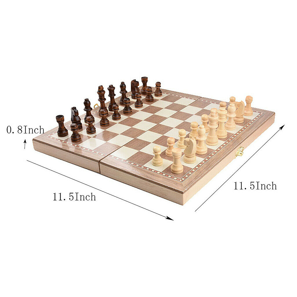 Competitive 3-in-1 Wooden Carved Chess Set Gobang Board Games 11.6x11.6 Inch