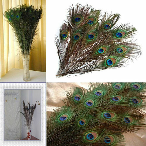10X Real Natural Peacock Tail Eyes Feathers Wedding Festival Party Decoration