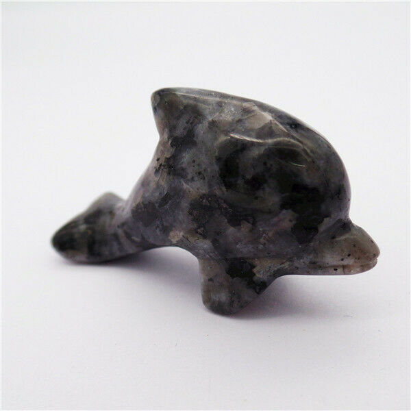 50x28x15mm Natural Black Labradorite Dolphin Statue Healing Decoration HH8136