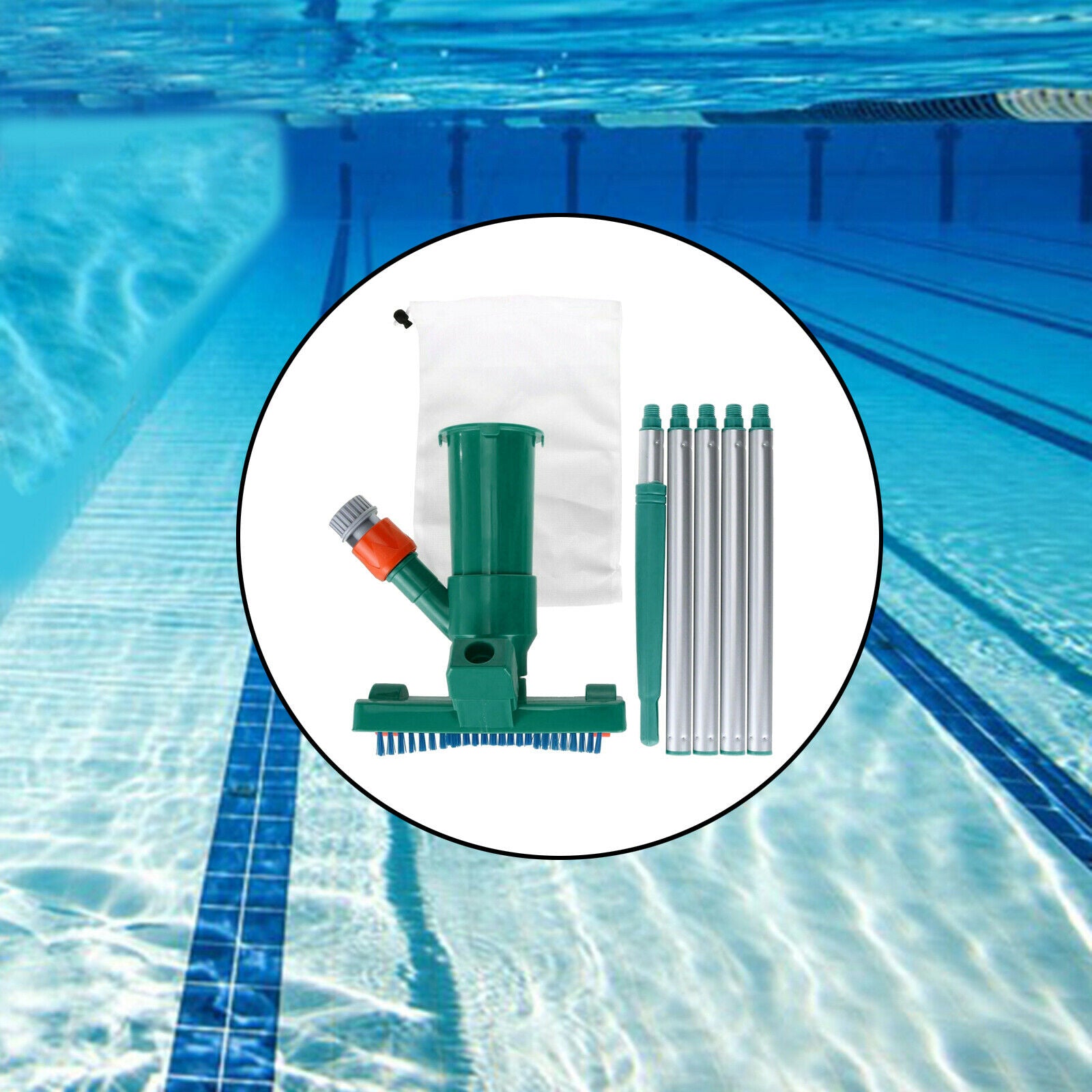 Pool Vacuum Cleaning Kit w/Brush 5 Section Pole for Pools Spas US Joint