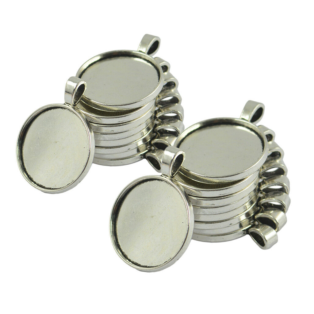 20pcs Sliver Blank Jewelry Making Bezel Tray Cabochon Setting Base DIY Charm