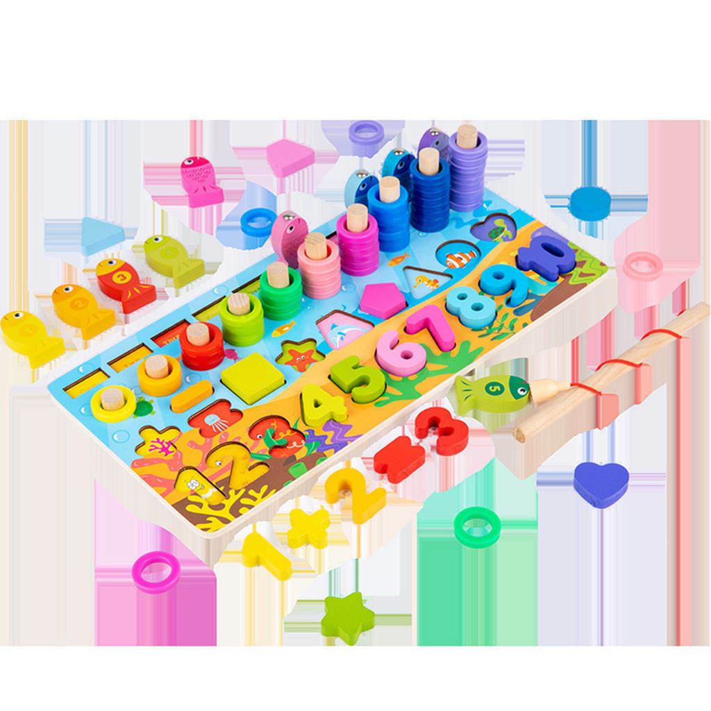 Wooden Blocks Puzzle Toddlers Preschool Education Learning Logarithmic Board
