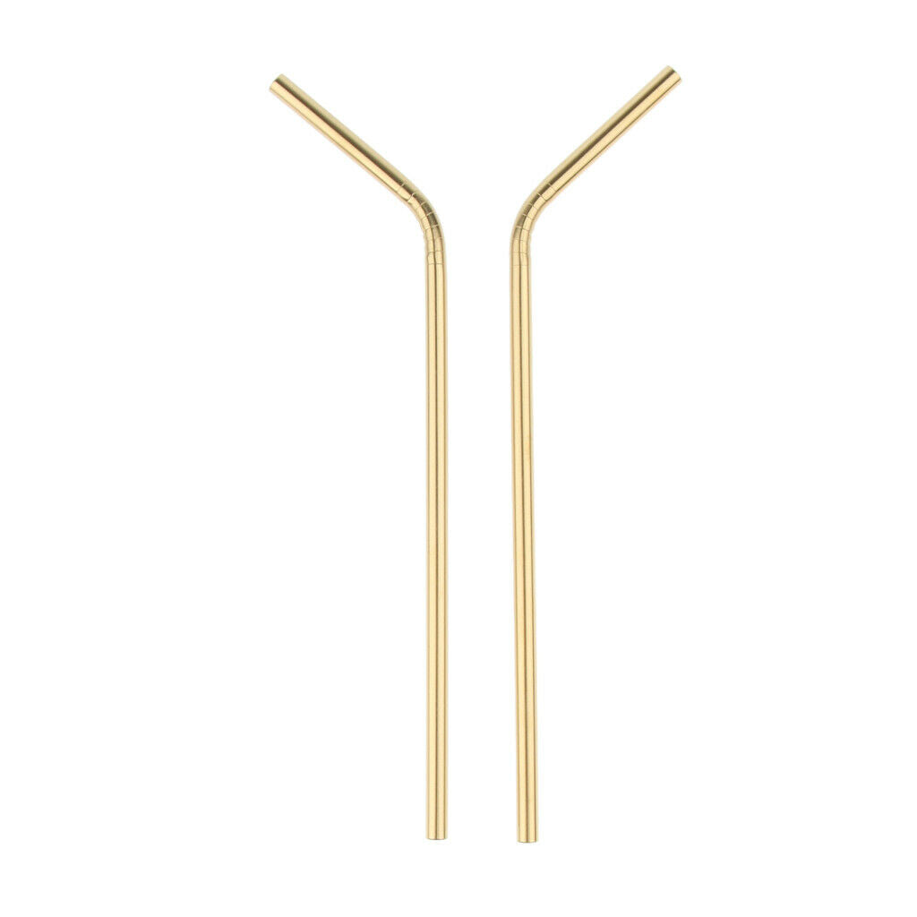 10 Pcs Reusable Bent Stainless Steel Straws Environmentally Friendly 21cm