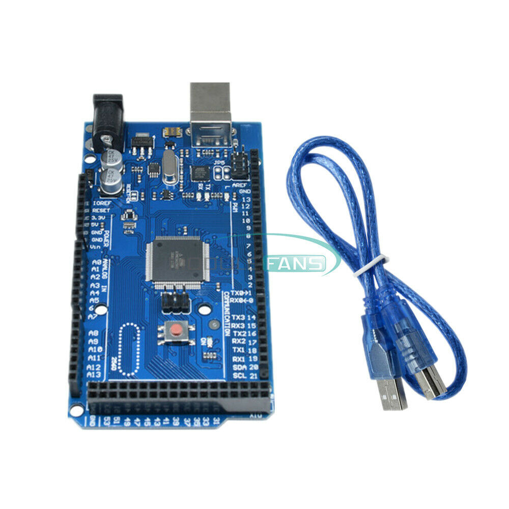 2PCS ATMEGA2560-16AU ATMEGA16U2 Board Module + USB Cable For MEGA 2560 R3