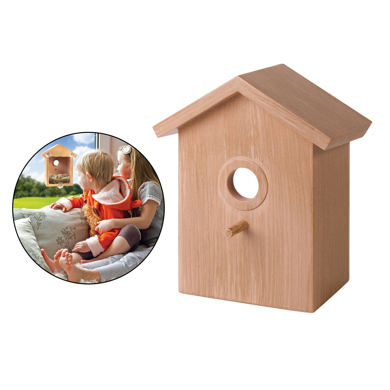 Wooden Sucker Bird Nest Outdoor Chickadee Feeder Feeding Cage Birdhouse Yard
