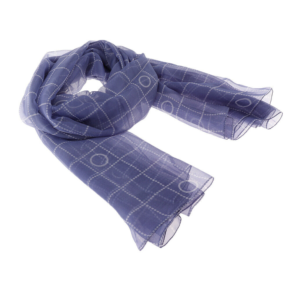 Dotted Grid Lightweight Fashion Long Scarf Shawl for Women Blue