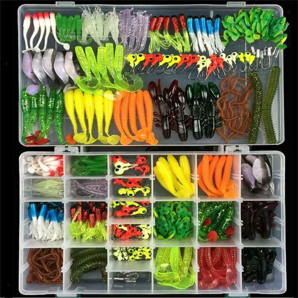 316pcs Soft Fishing Lure Bait & Jigs Head Hooks Set for Saltwater/Freshwater