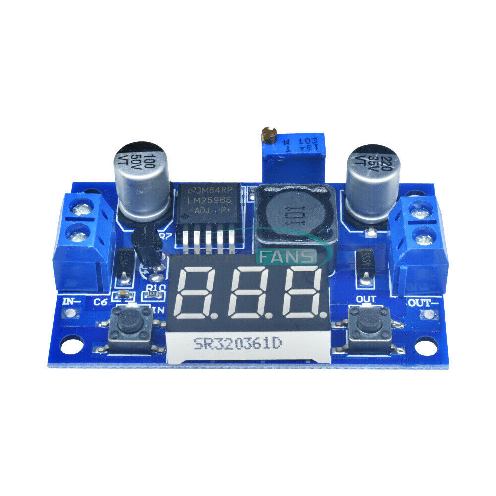 2PCS DC 4.0~40 to 1.3-37V Step-down Power Converter LM2596 LED Voltmeter