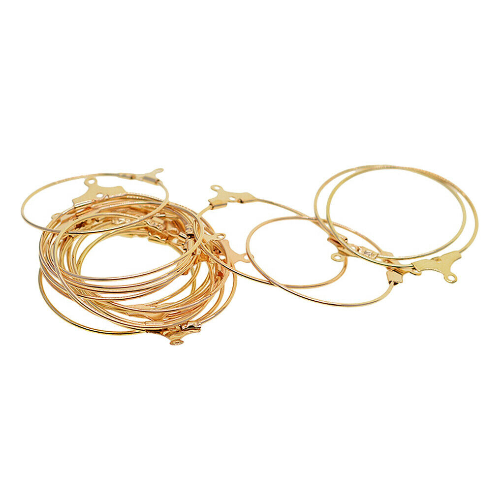 20-Piece Beading Hoop Earring Finding Components W/ Loop Big Round Plated