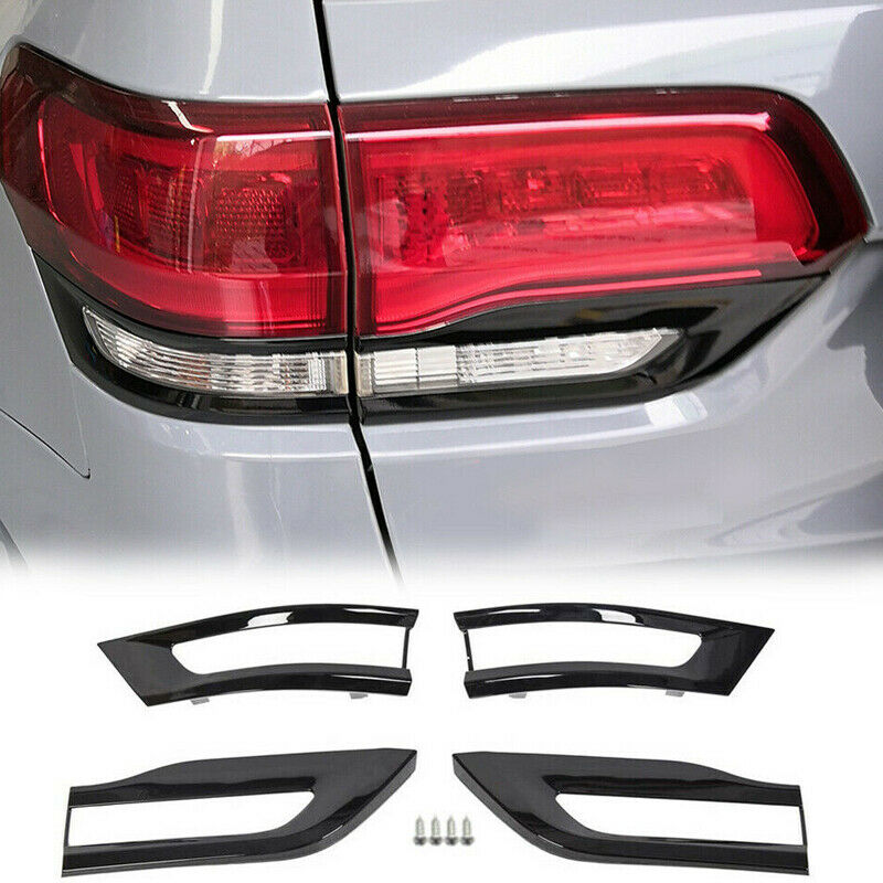 4x Gloss Black Tail Light Lamp Cover Trim Bezel Fits 2014-20 Jeep Grand Cherokee