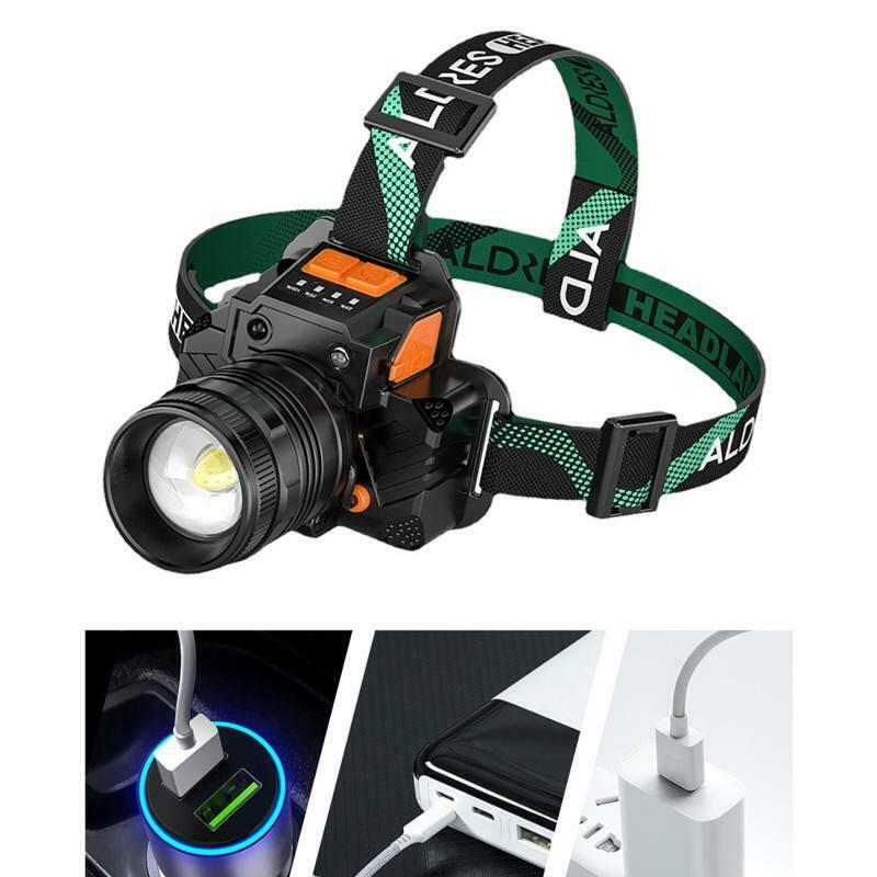 LED Head Torch Headlight Sensor Headlamp USB Rechargeable Outdoor Night Fishing