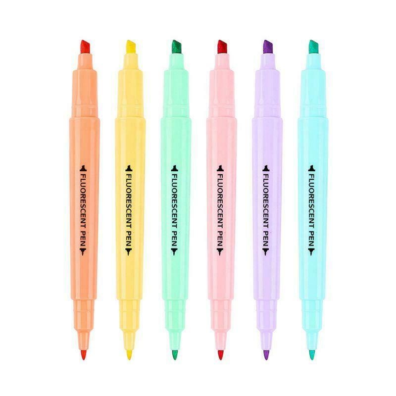 Candy Color Highlighter Pen Double Headed Fluorescent Marker Pen School Supplies