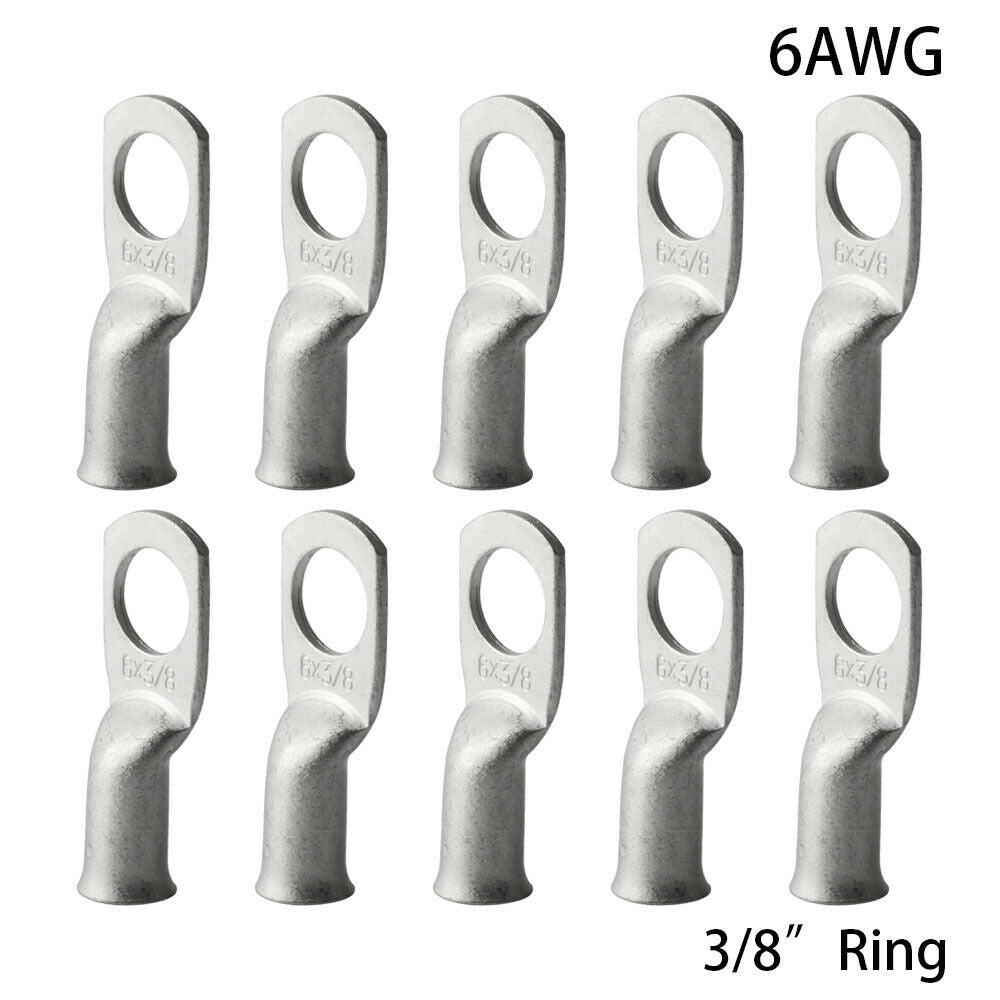 (10) 6AWG-3/8 Tinned Copper Wire Lugs Battery Cable Ends Ring Crimp Terminals