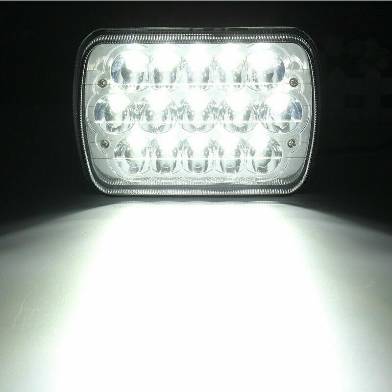 7"X6'' 15LED HID Bulb Auto Light Crystal Clear Sealed Hi/Lo Beam Headlight Lamp