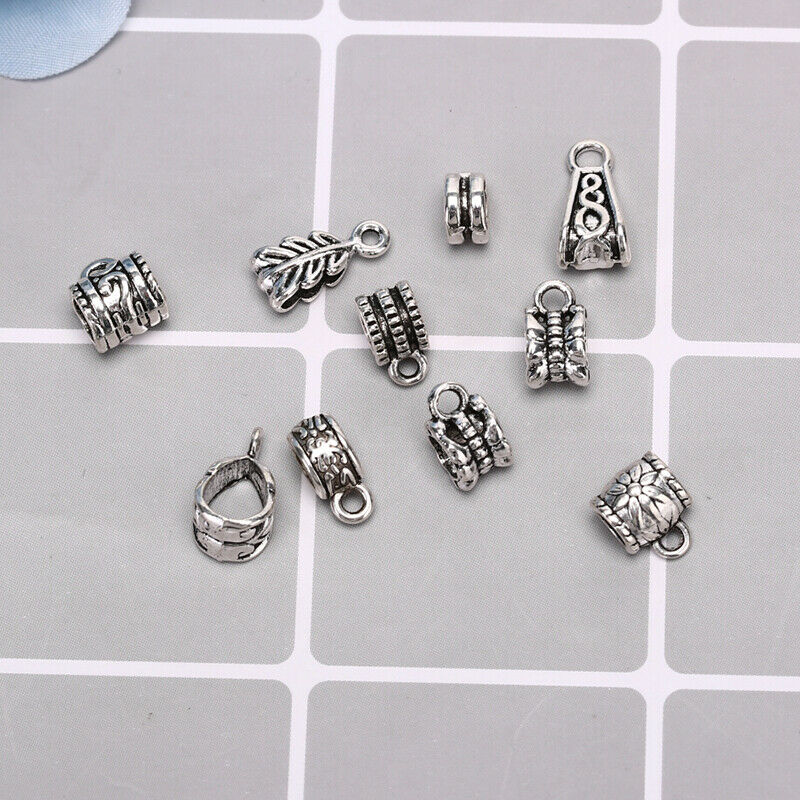 120Pcs Metal Connectors Spacer Beads Bail Tube Beads Charms DIY Jewelry M.l8