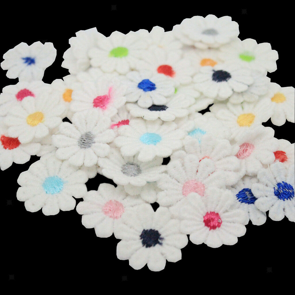 50Pcs Flower Embroidered Sew On Applique Lace Patch Sewing Trims for Clothes