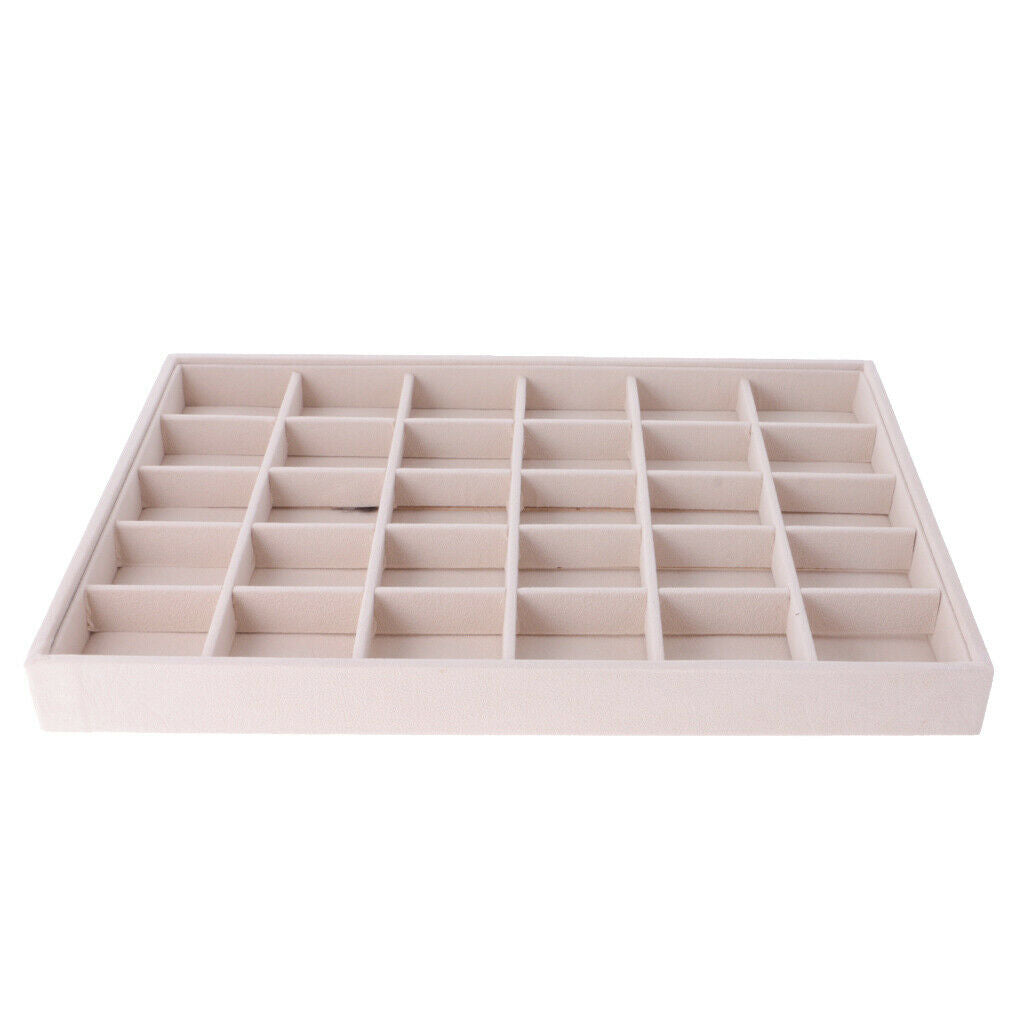 2X Velvet Display Tray Shop Counter Top Jewelry Holder Organizer 30 Compartment