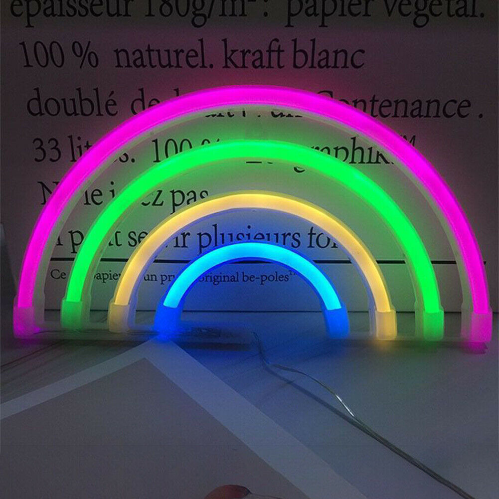 Creative Neon Sign Light Kids Room Night Lamp Mural Party Decor (Rainbow) @