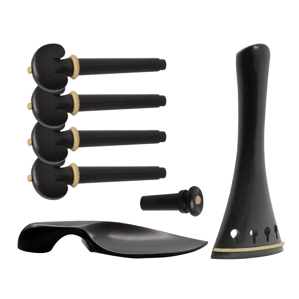 Wooden 4/4 Violin Full Set Tailpiece + Tuning Pegs + Endpin +Chin Rest Parts