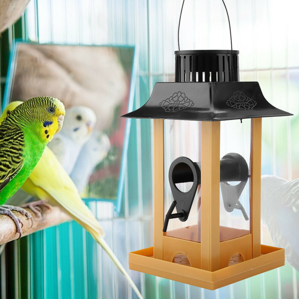 Hanging Wild Bird Feeder Solar LED Light Outdoor Balcony Decor Parrot Feeder
