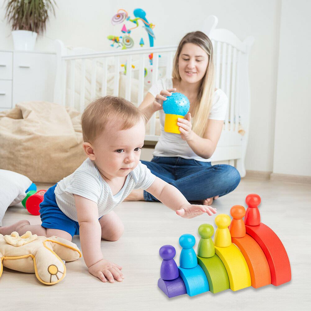 1 Set Rainbow Arch Building Block Toys Puzzle Stacking Brick for Children @