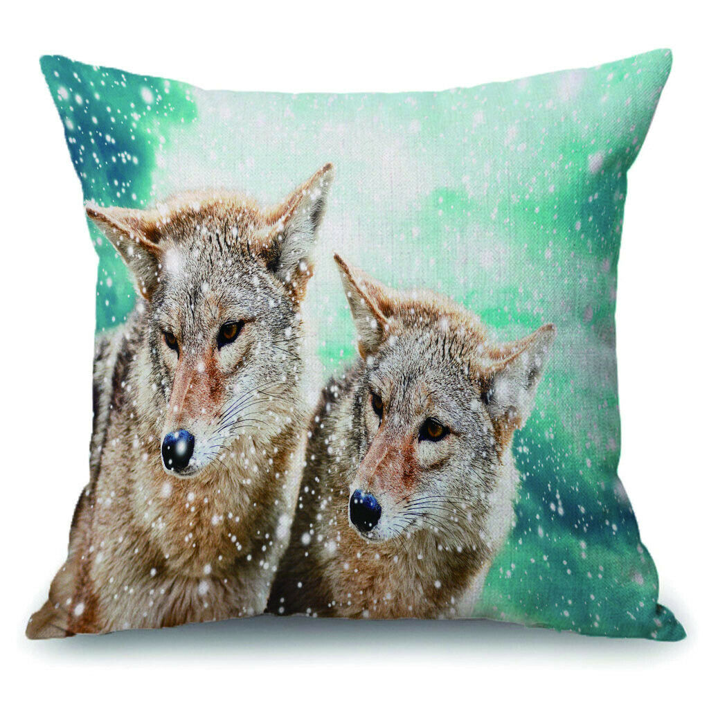 Velvet Animal Printed Throw Pillow Cover Cushion Sham Pillowcase 50cm Wolf