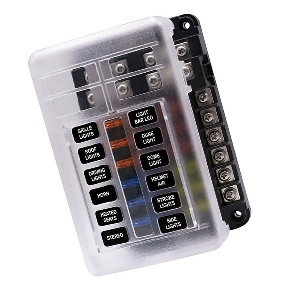 12 Way 12V-32V Auto Car Power Distribution Blade Fuse Holder Box Block Board new