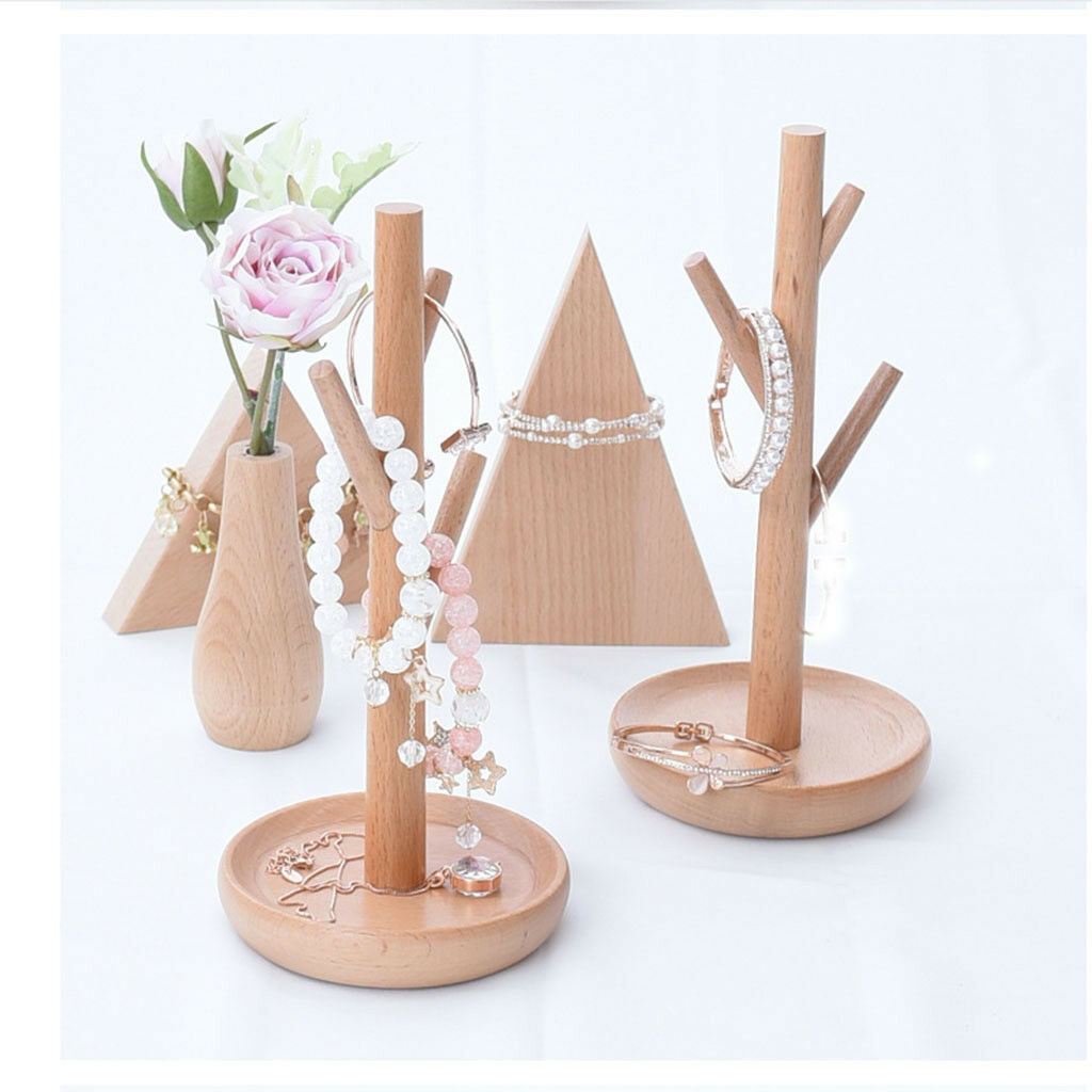 Wood Rack Jewelry Display Necklace Bracelet Pendant Hanger Storage Show Rack