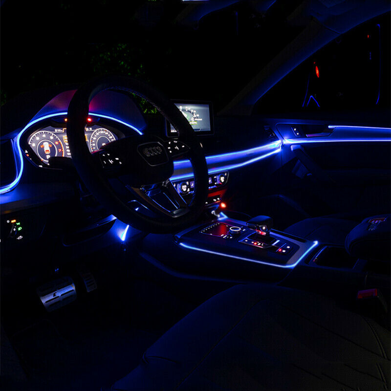 New 2M 12V Blue LED Light Glow EL Wire String Strip Rope Tube Car Interior Decor