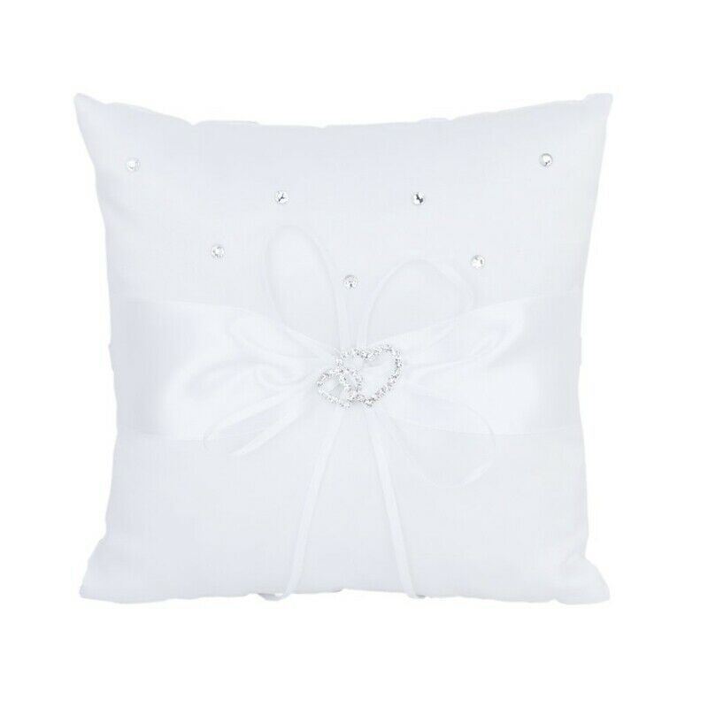 White Double Heart Rhinestone  Pillow Wedding  Bearer Cushion 20*20cm T9X1X1