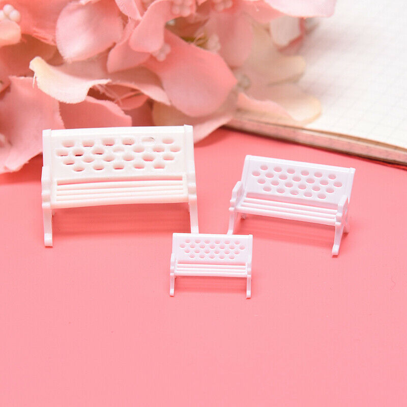 3Pcs Mini Bench Chairs Park Seat Garden Miniatures Micro Landscape Decora.l8