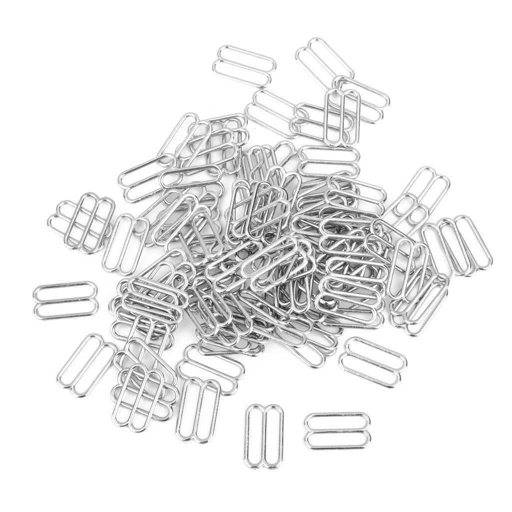 100Pcs BRA STRAPS AJUSTMENTS BITS SLIDERS 8-Shaped HOOKS 14mm