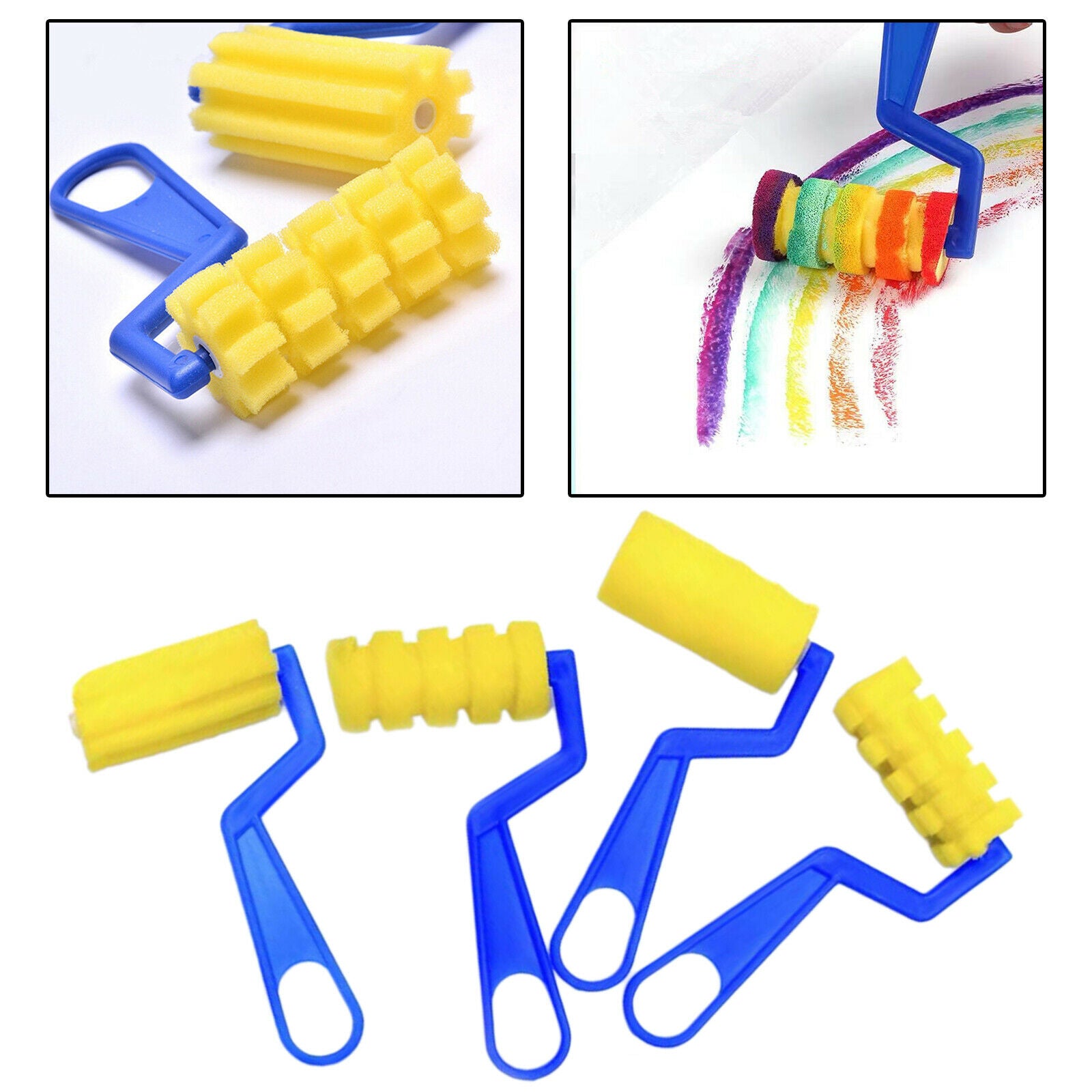 4 Pieces Foam Paint Brushes Roller Round Sponge Painting Roller Brushes