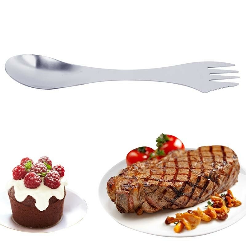 3 in 1 Stainless Steel Fork Spoon Spork Cutlery Utensil Combo Picnic Home Living