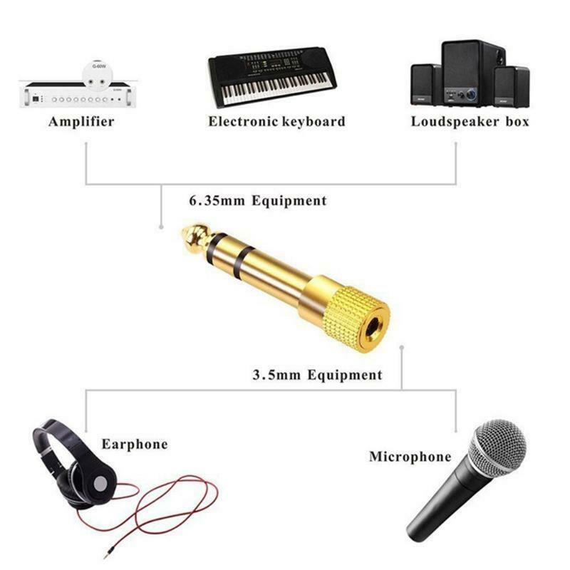 Headphone Audio- Adapter Jack 6.35mm Male To 3.5mm Female Adapter Connector 3pcs