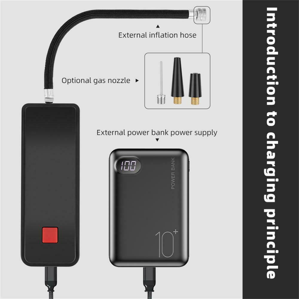 Electrical Air Pump Compressor Tire Inflatable Deflate LED USB Charge Motorcycle
