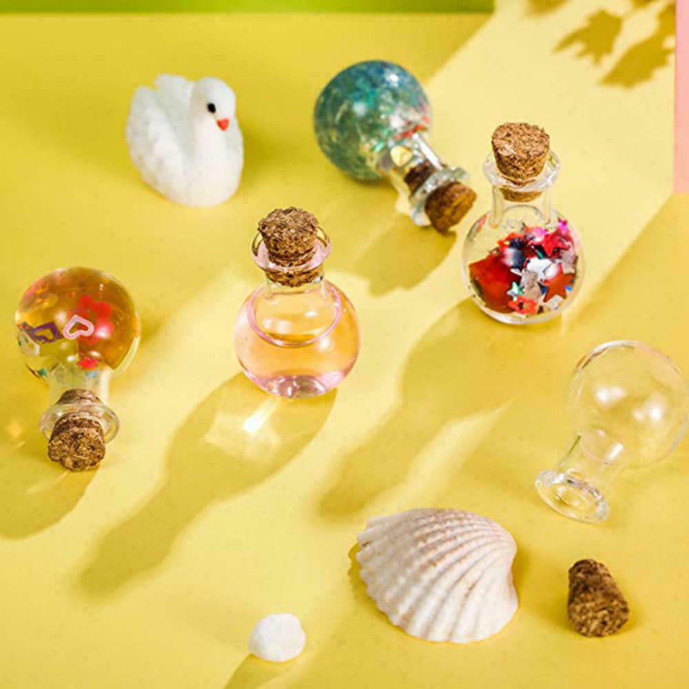 10x Small Glass Vials With Cork Top Tiny Bottles Little Empty Jars Mini Bottles
