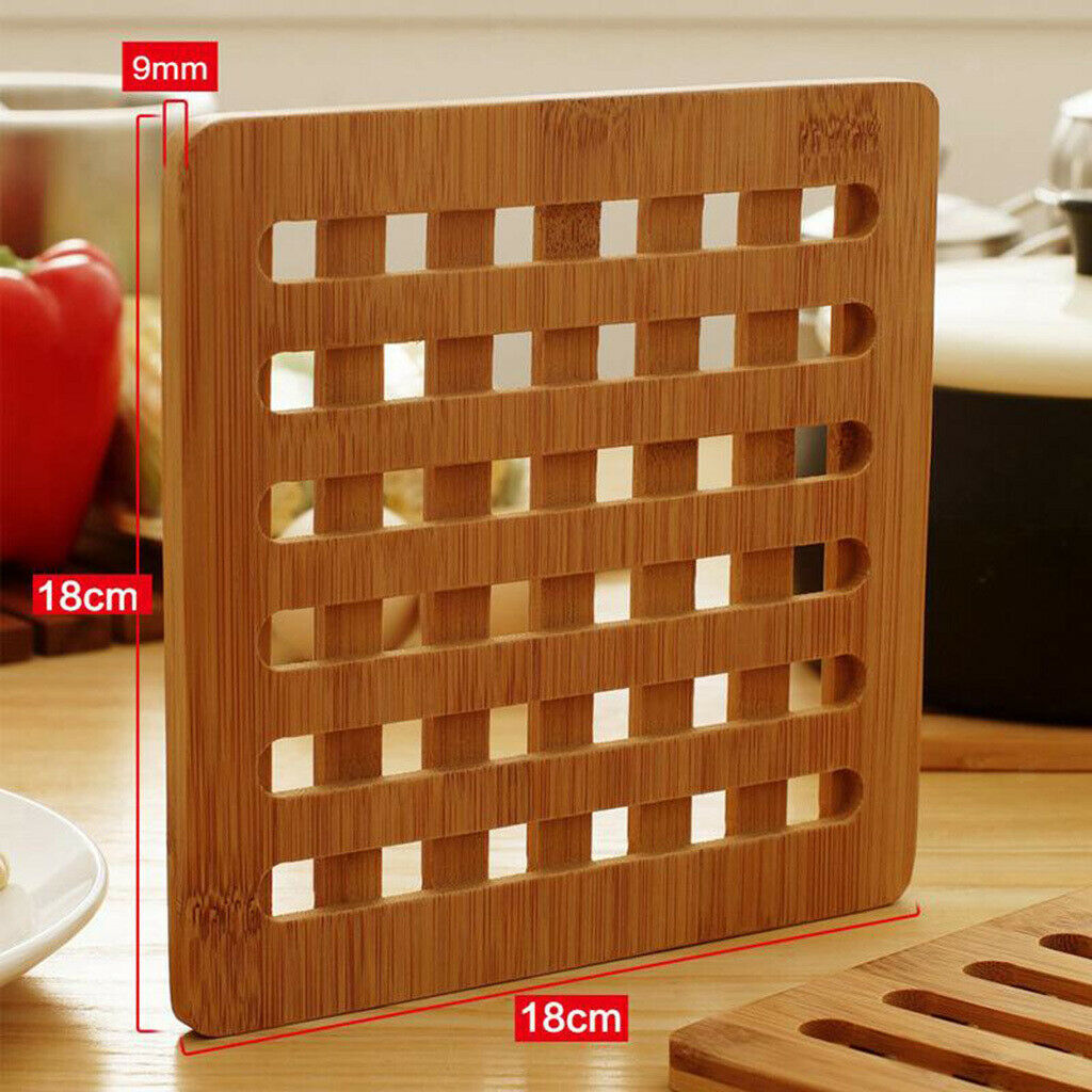 Natural Bamboo Trivet Mat Pads for Hot Pot Dishes Teapot Holders Trivet