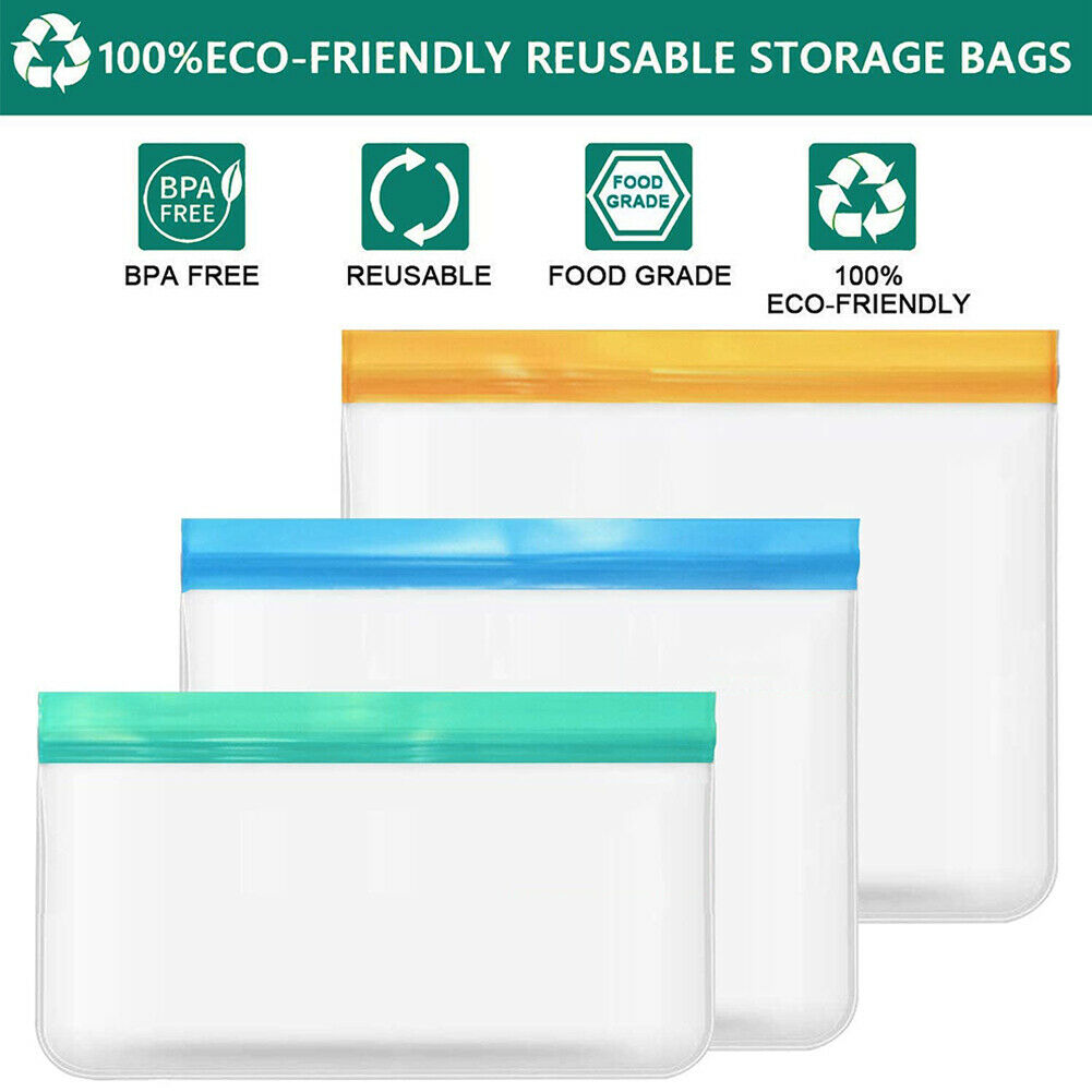 10pcs Reusable Sealed Food Storage Bag Refrigerator Fresh Keeping Bag Case @