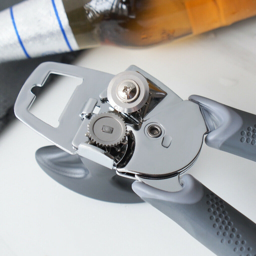 Stainless Manual Can Opener Hand Grip Bottle Opener Smooth Edge Kitchen Tool