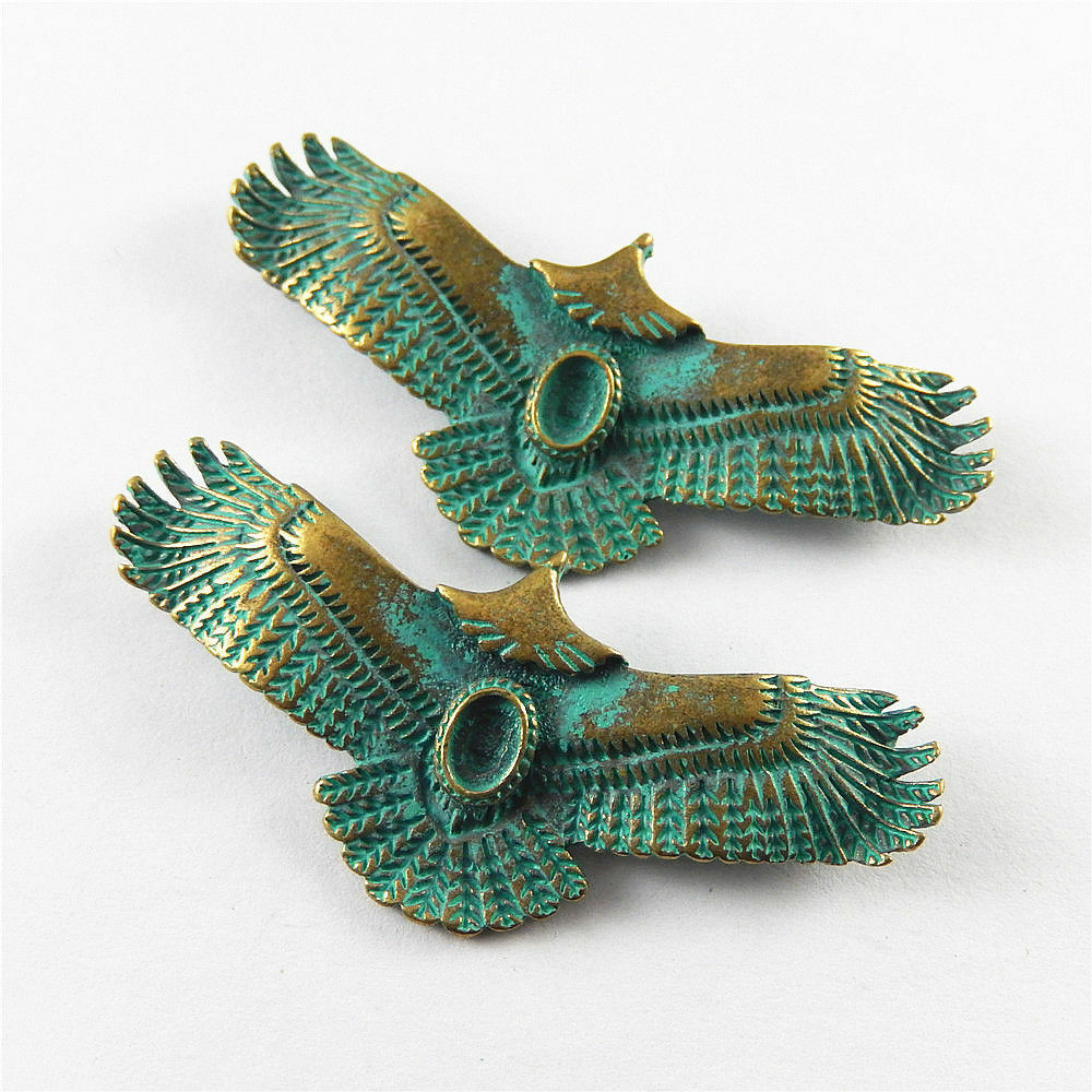 5 pcs Antiqued Copper Green Eagle Charms Pendant Crafts 55x24mm 52285
