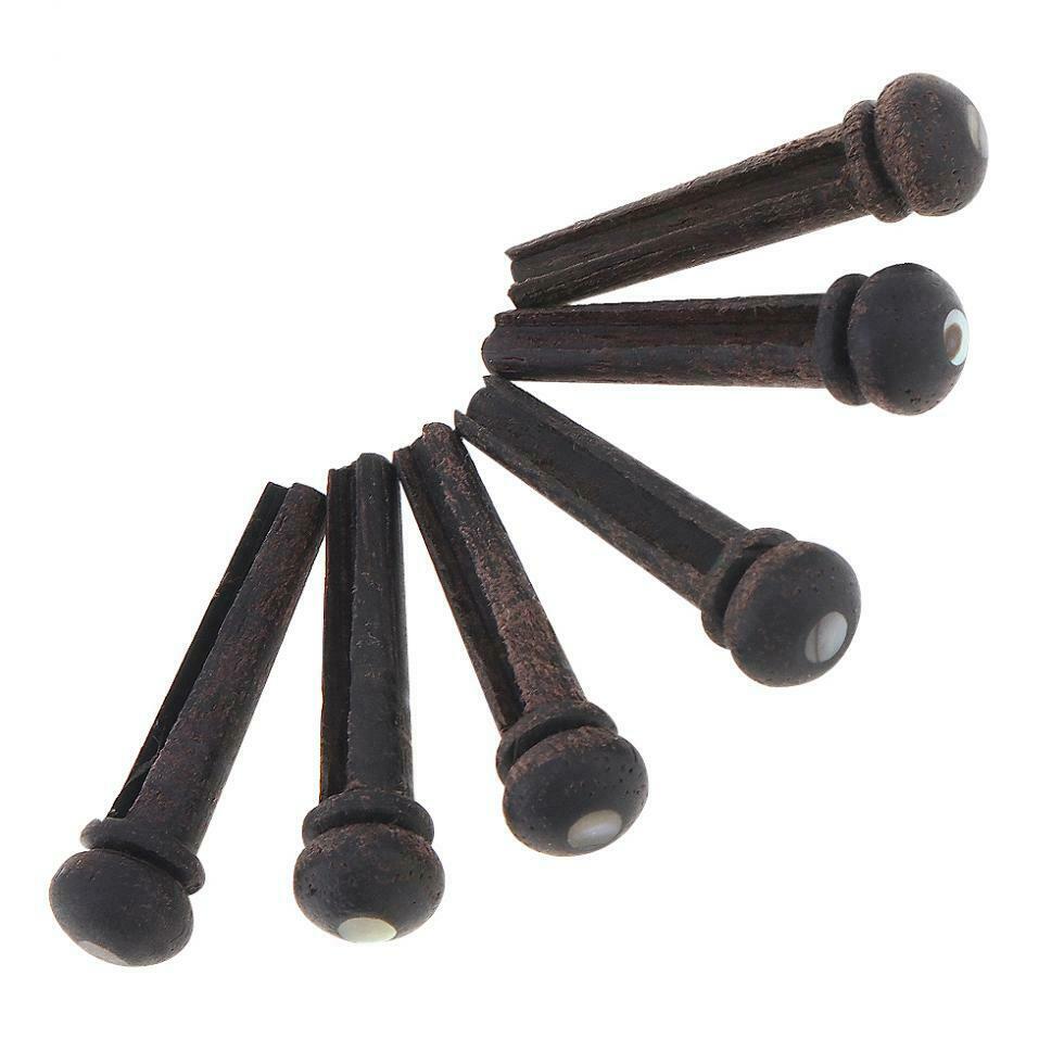 6pcs Rose Wood Folk  Acoustic Guitar Bridge Pins Plastic String End Peg Pack