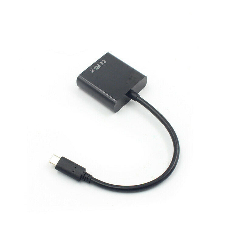 USB-C Display Port Male To VGA Female Adapter Transfer Cable Converter 1080p HN